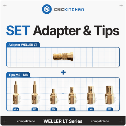 CNC Kitchen - Pannes à Souder + Adaptateur pour Weller LT - 7 pièces