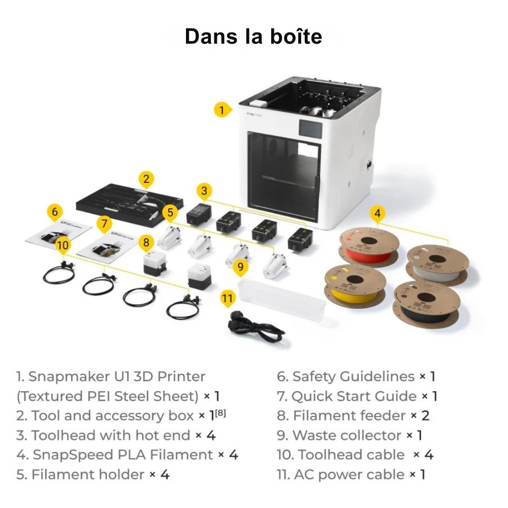 Snapmaker U1 - Imprimante 3D Multi-Couleurs à 4 Têtes d'Impression (STOCK DEBUT MAI)