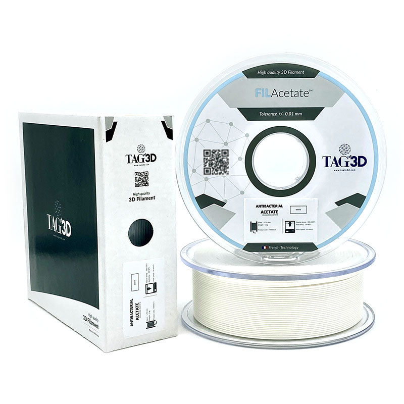 Tag3D - FilAcetate - Acétate Antibactérien Blanc - 1.75 mm - 1 kg