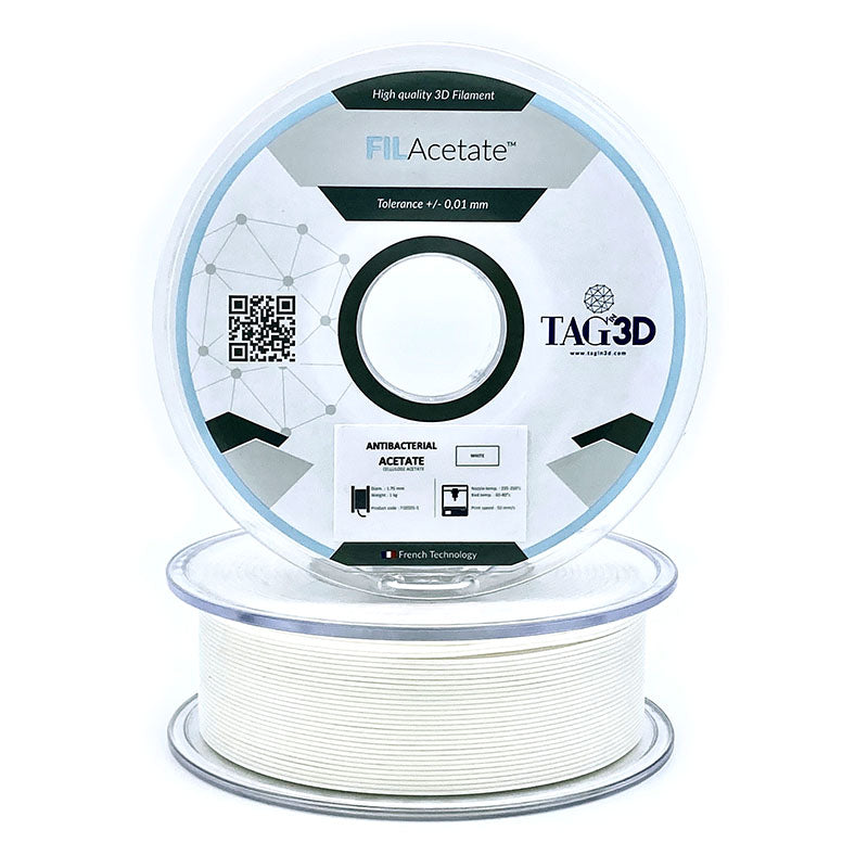 Tag3D - FilAcetate - Acétate Antibactérien Blanc - 1.75 mm - 1 kg