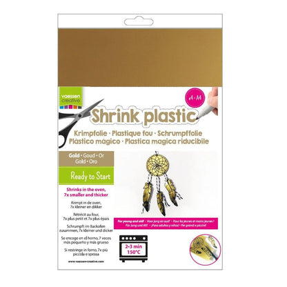Vaessen Creative - 4 Feuilles de Plastique Fou Imprimable - Or - 20 x 30 cm
