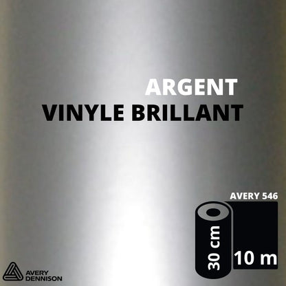 AVERY 500 - Vinyle Adhésif - Argent Brillant - 30 cm x 10 m