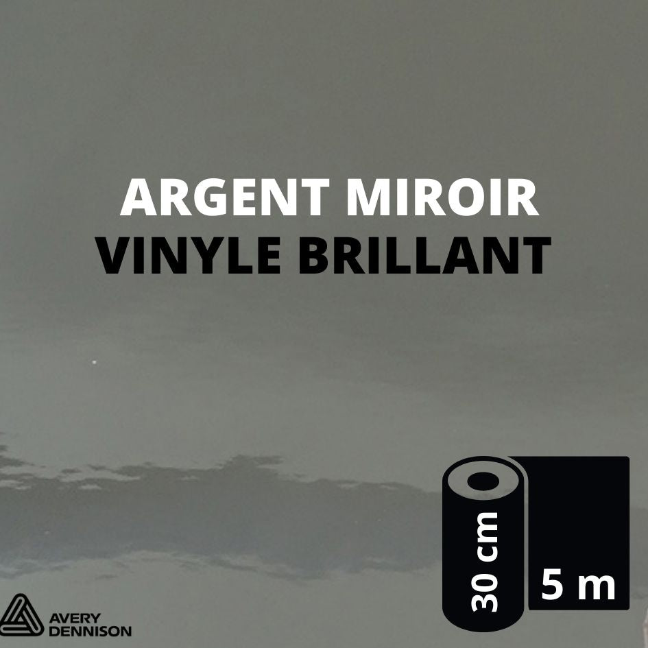 AVERY 500 - Vinyle Adhesif - Argent Miroir - 24 cm x 5 m