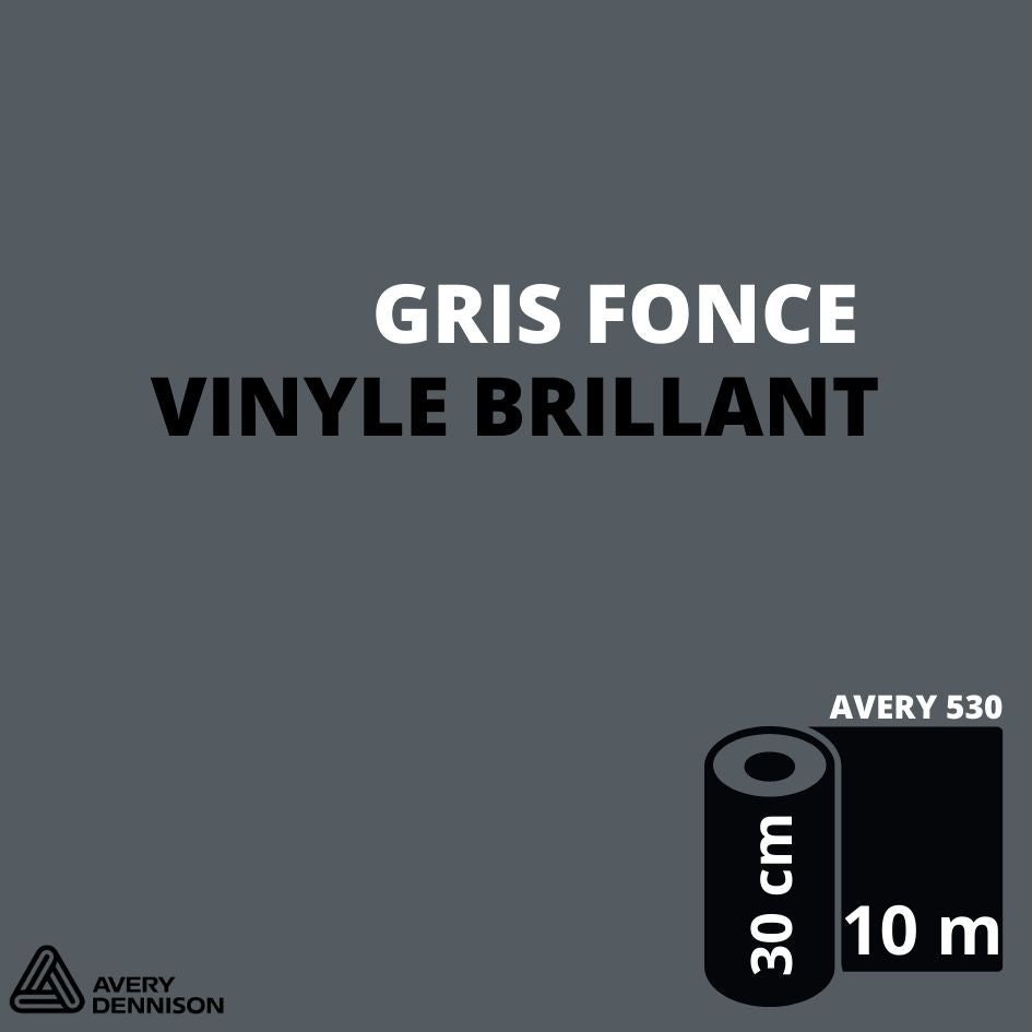 AVERY 500 - Vinyle Adhésif - Gris Foncé Brillant - 30 cm x 10 m