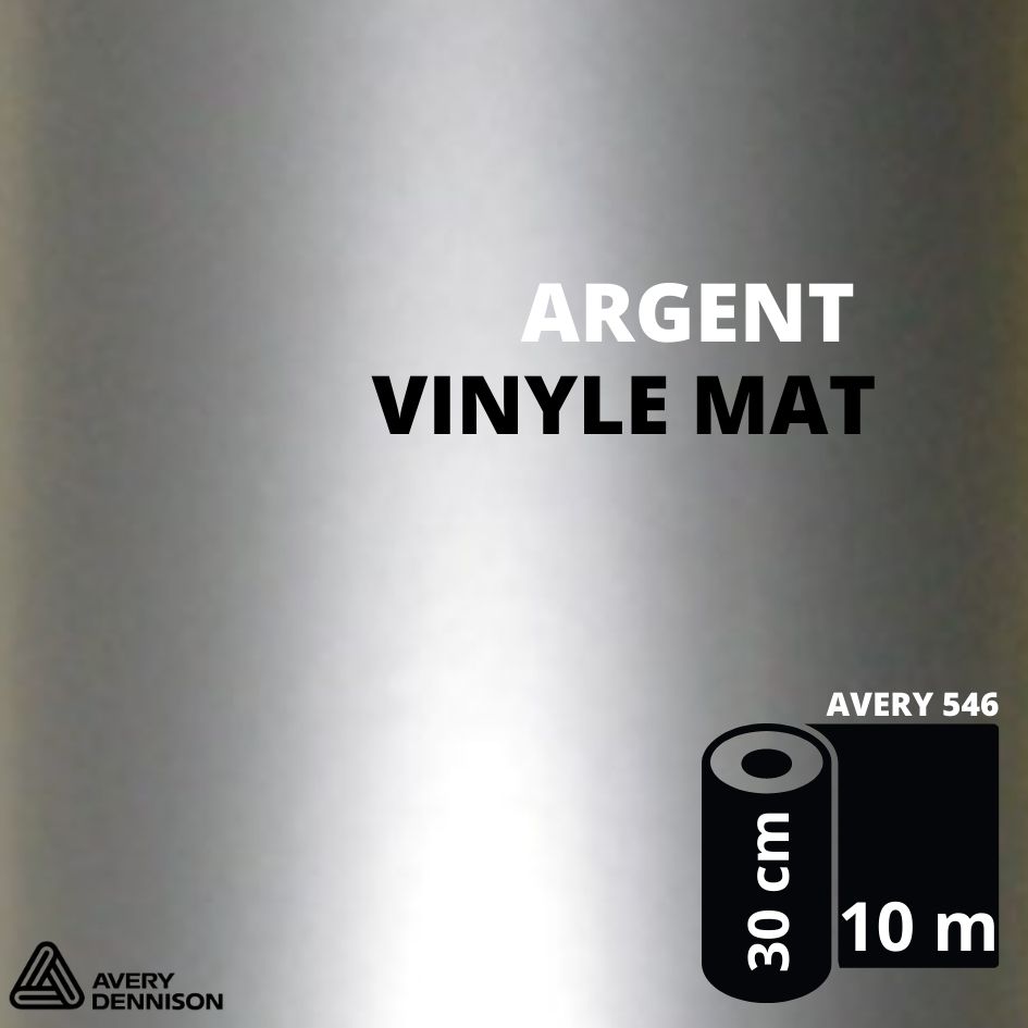 AVERY 500 - Vinyle Adhésif - Argent Mat - 30 cm x 10 m