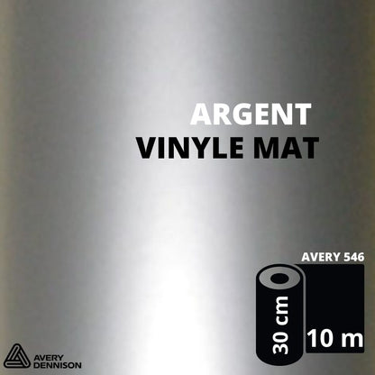 AVERY 500 - Vinyle Adhésif - Argent Mat - 30 cm x 10 m