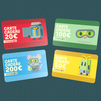 Carte Cadeau Atome3D.com : Le Cadeau Idéal pour les Passionnés d'Impression 3D