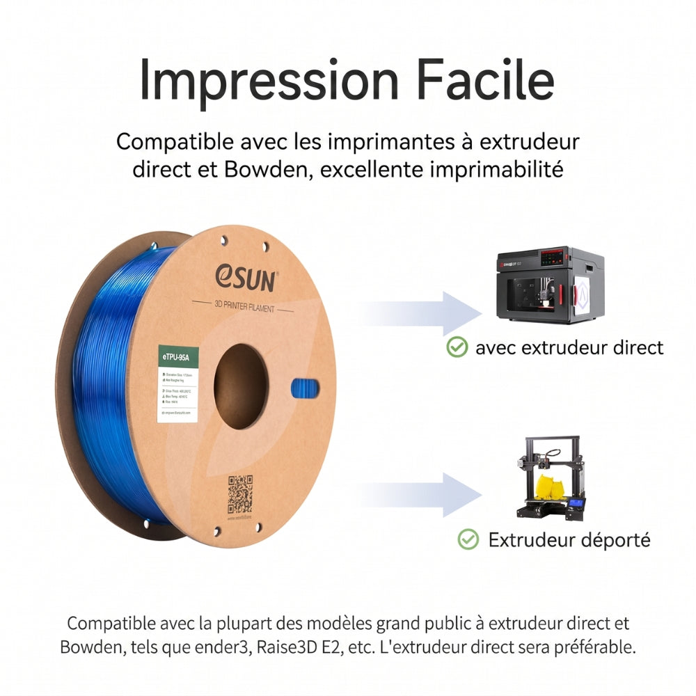eSun - TPU-95A - Transparent (Clear) - 1,75 mm - 1 kg avec RFID TigerTag