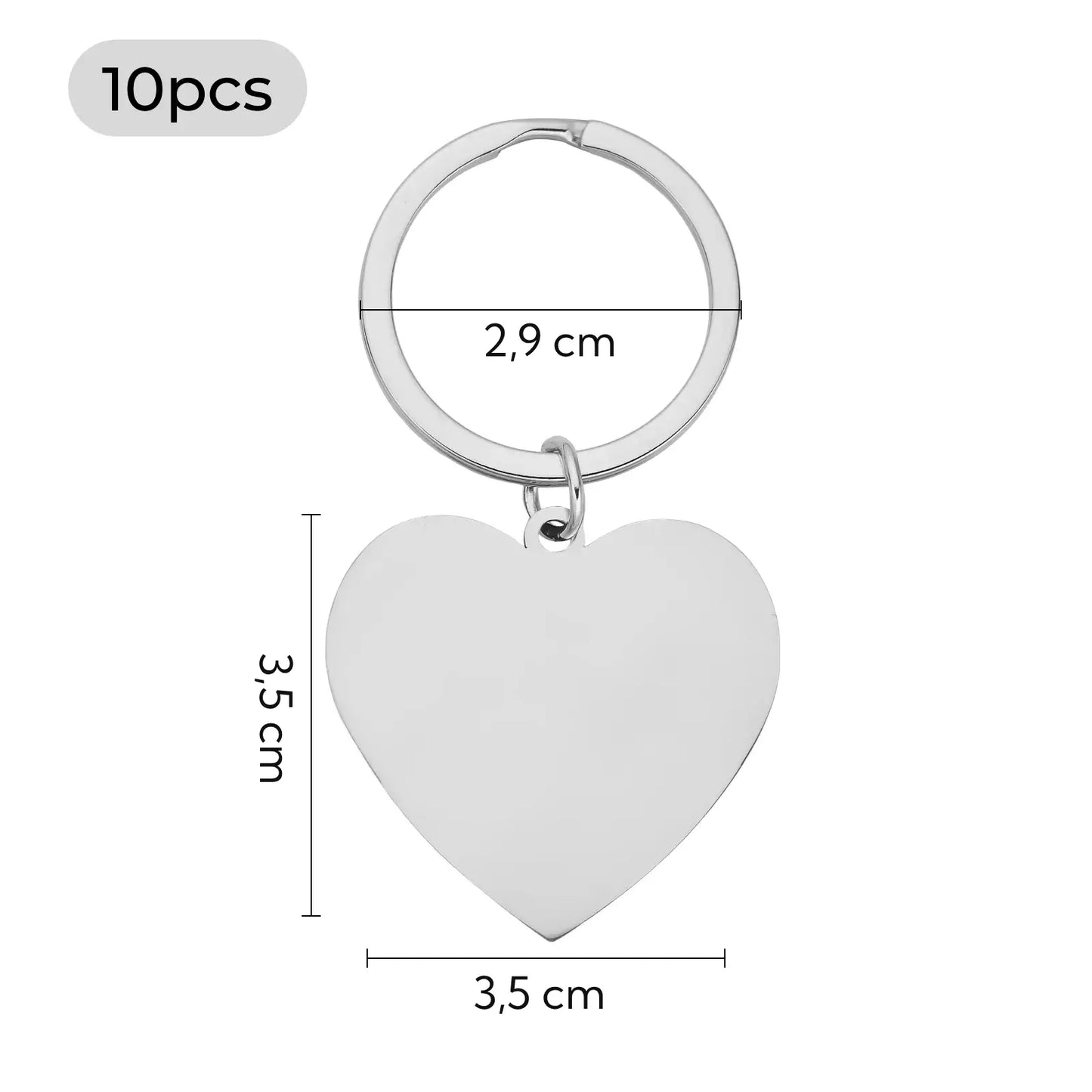 xTool - 10 Porte-clés cœur - Acier inoxydable