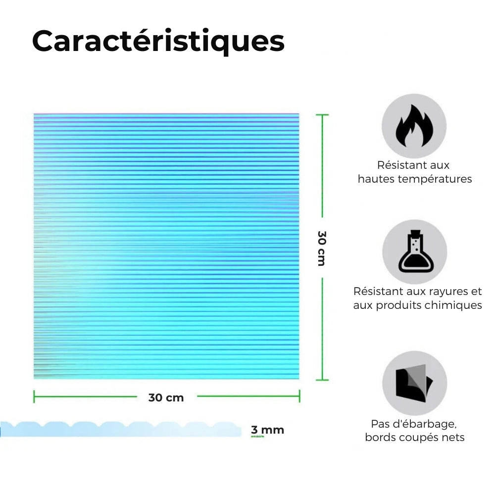 xTool - 3 Plaques Acryliques - Bleu Transparent Striped - 3 mm - 30 x 30 cm