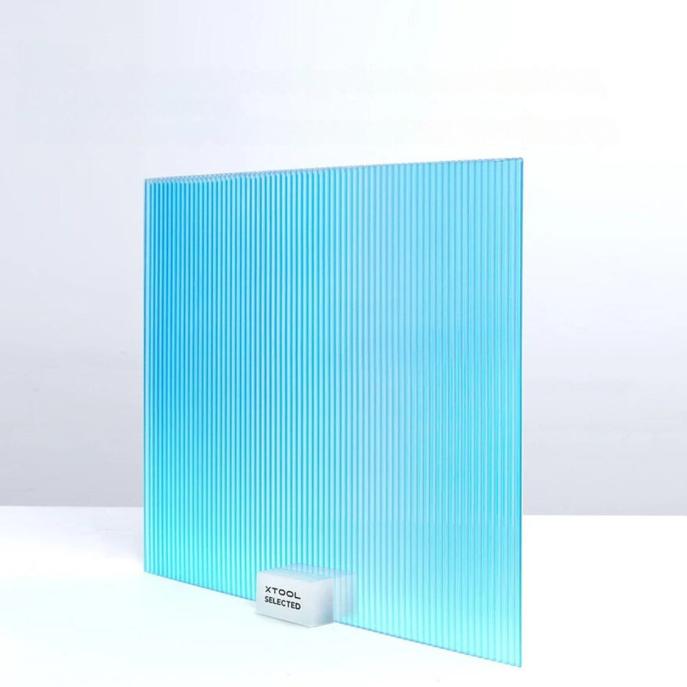 xTool - 3 Plaques Acryliques - Bleu Transparent Striped - 3 mm - 30 x 30 cm