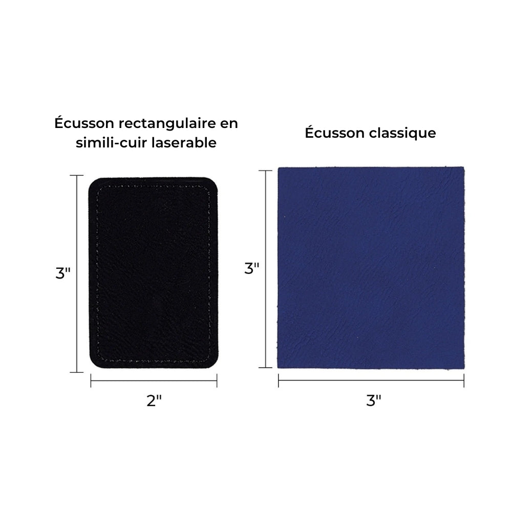 xTool - Écusson rectangulaire en simili cuir gravable au laser - 76 x 51 mm - Noir à Argent - 10 pcs