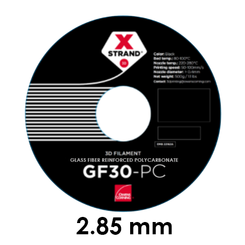 XSTRAND - GF30-PC Polycarbonate Owens Corning - Noir (Black) - 2.85 mm - 500 g, Filament, XStrand